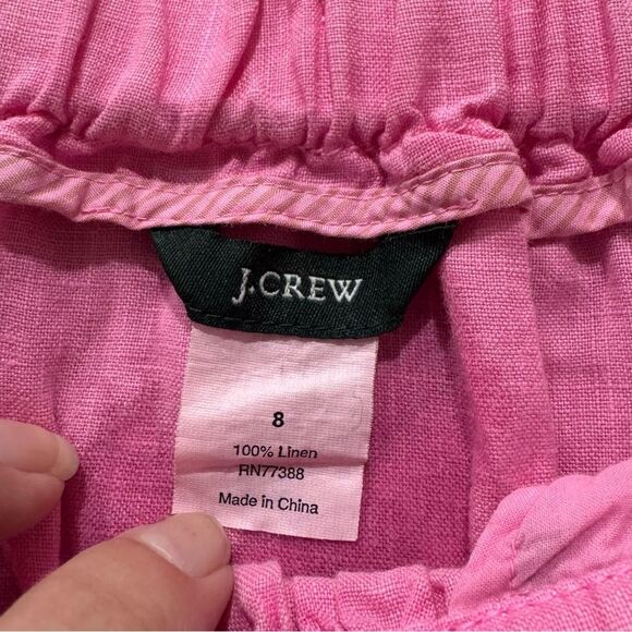 J Crew Linen Vibrant Pink Full Skirt with Drawstring and Pockets Sz 8 - Picture 7 of 7